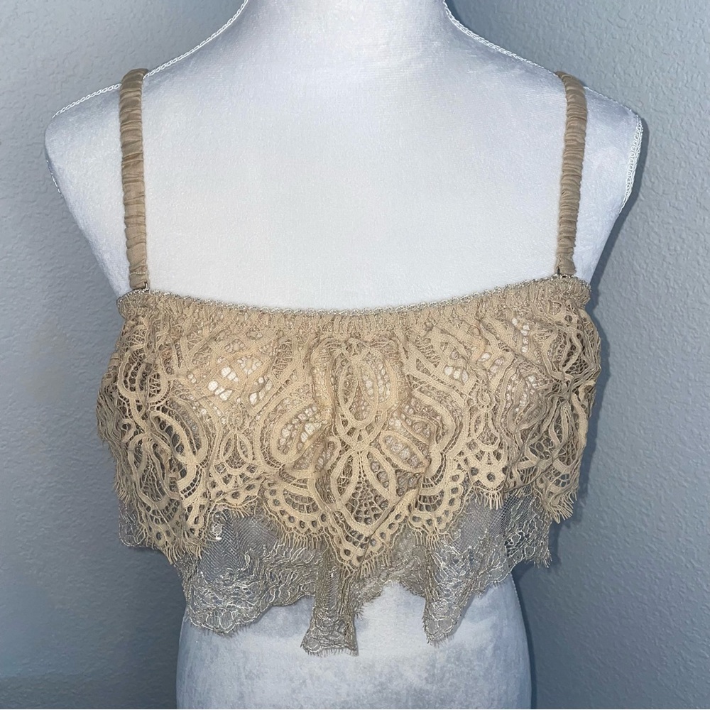 NWT VICTORIA’S SECRET DREAM ANGELS BRALETTE SZ LG BEIGE LACE